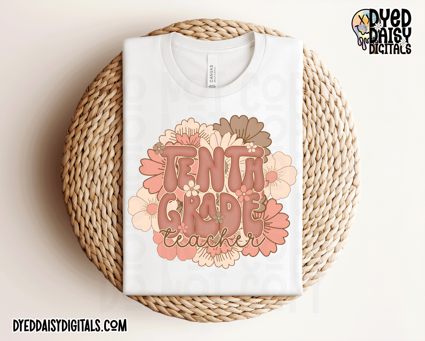 Retro Flowers 10th Grade Teacher - Digital Download