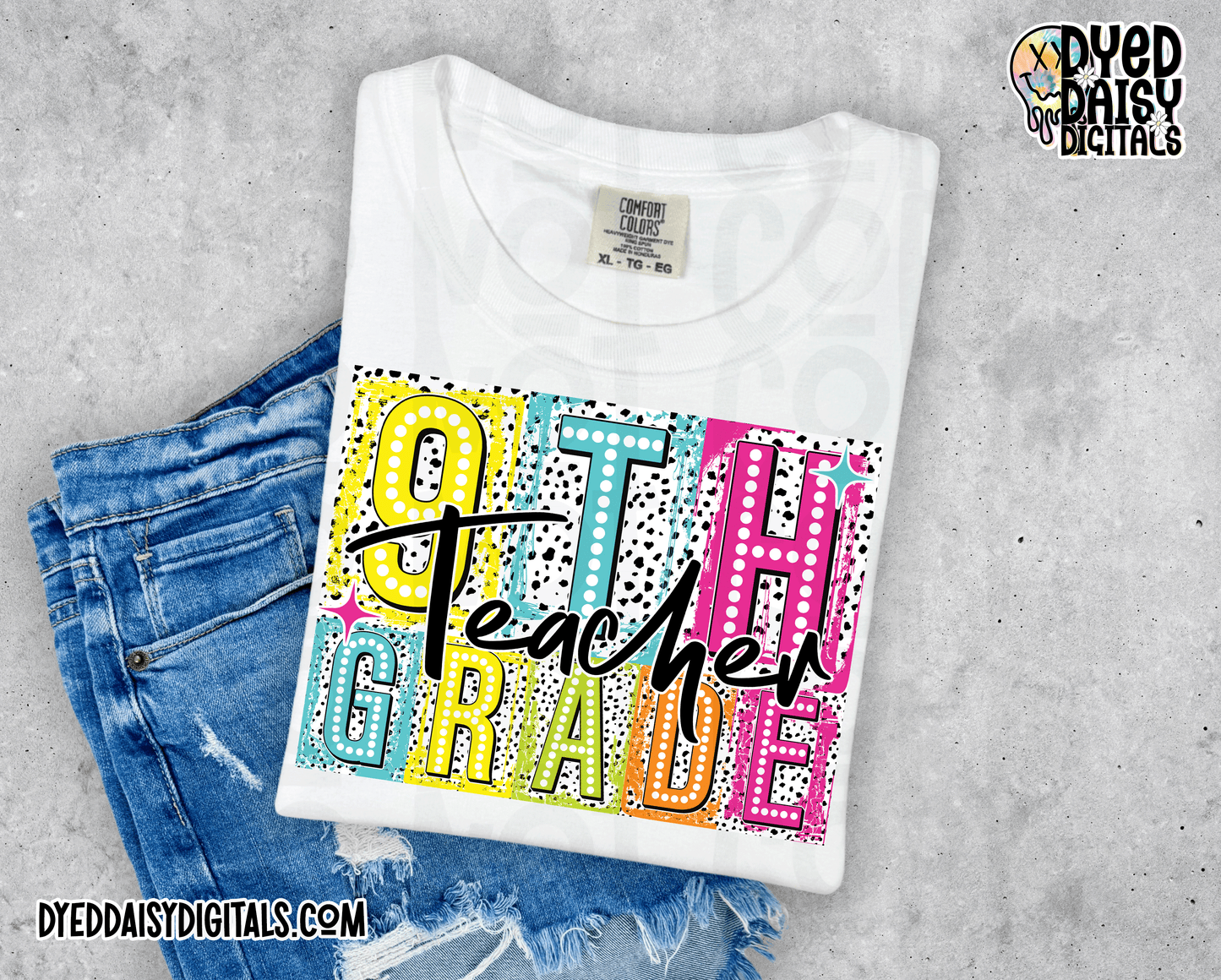 Boxy Neon 9th Grade Teacher - Digital Download