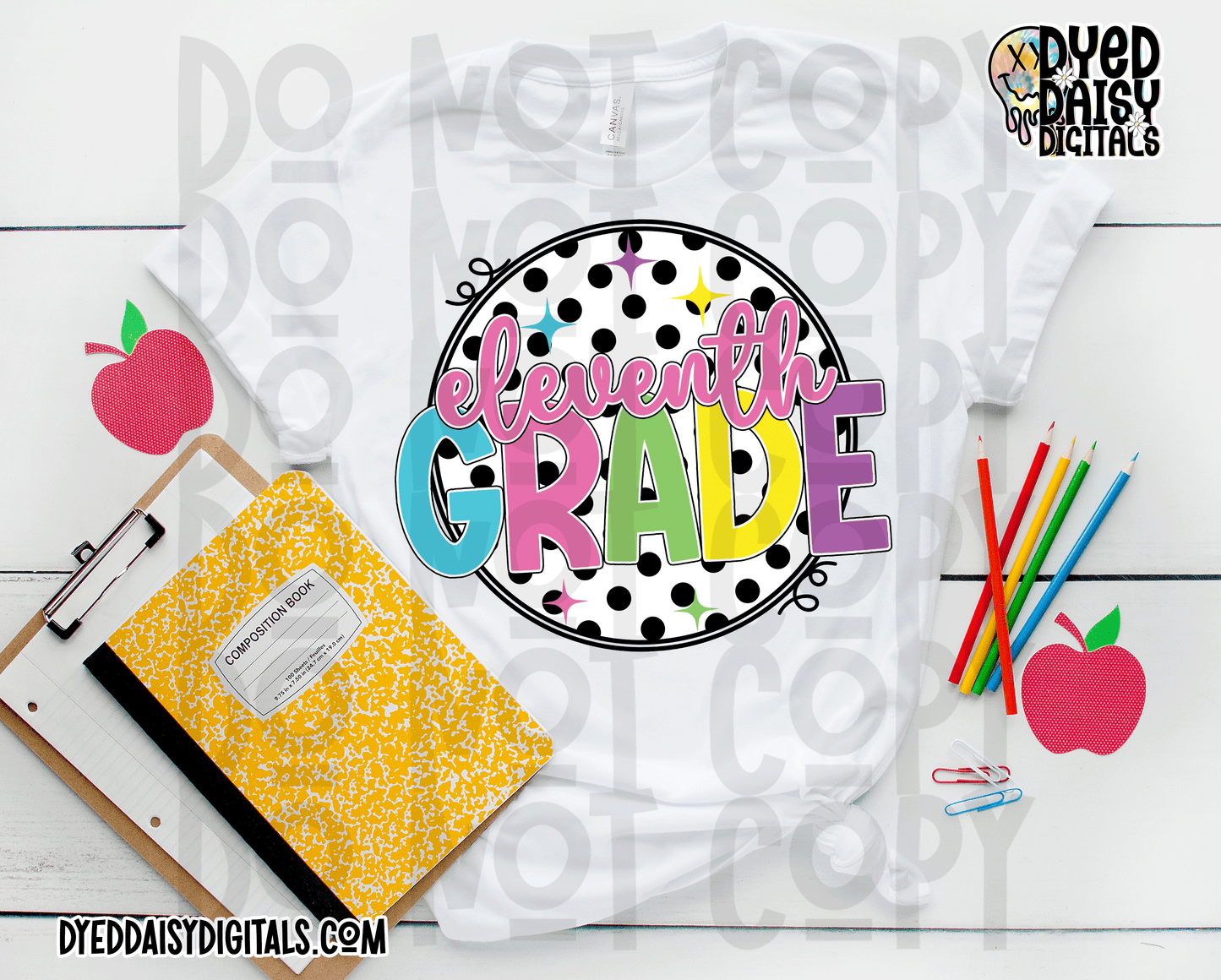 Neon 80s Polka Dot 11th Grade - Digital Download