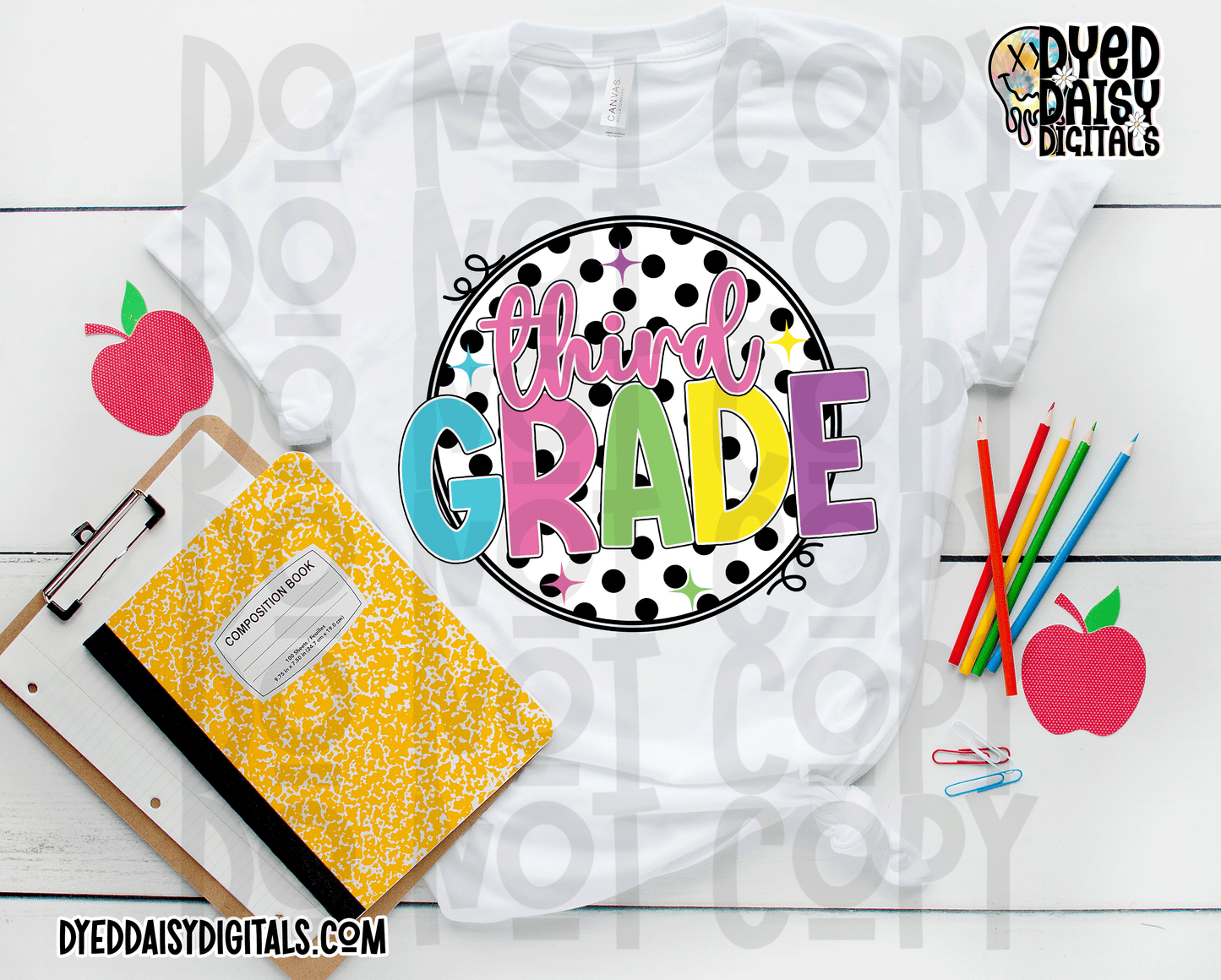 Neon 80s Polka Dot 3rd Grade - Digital Download