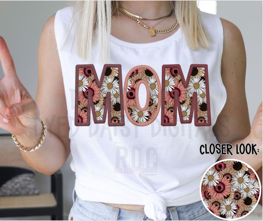 Custom Flower Faux Embroidery MOM- Digital Download