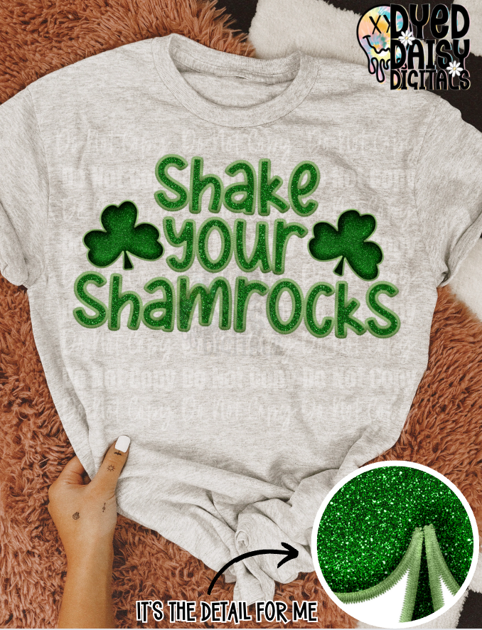 Shake your Shamrocks - Faux Glitter and Faux Embroidery - Digital Download
