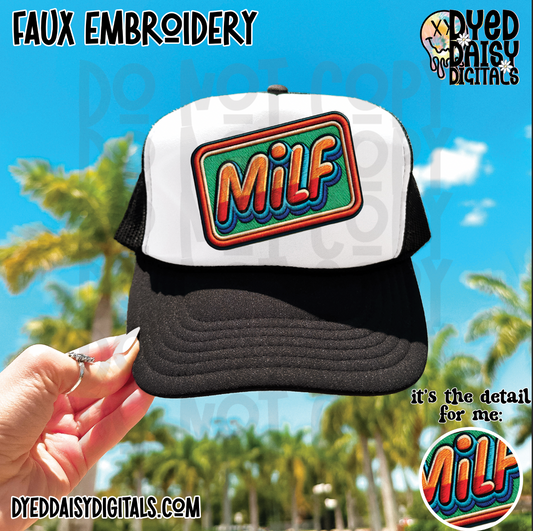 Vintage MiLF Faux Embroidery Patch - Digital Download