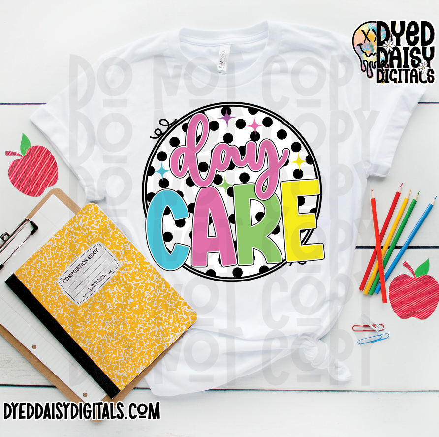 Neon 80s Polka Dot Daycare - Digital Download