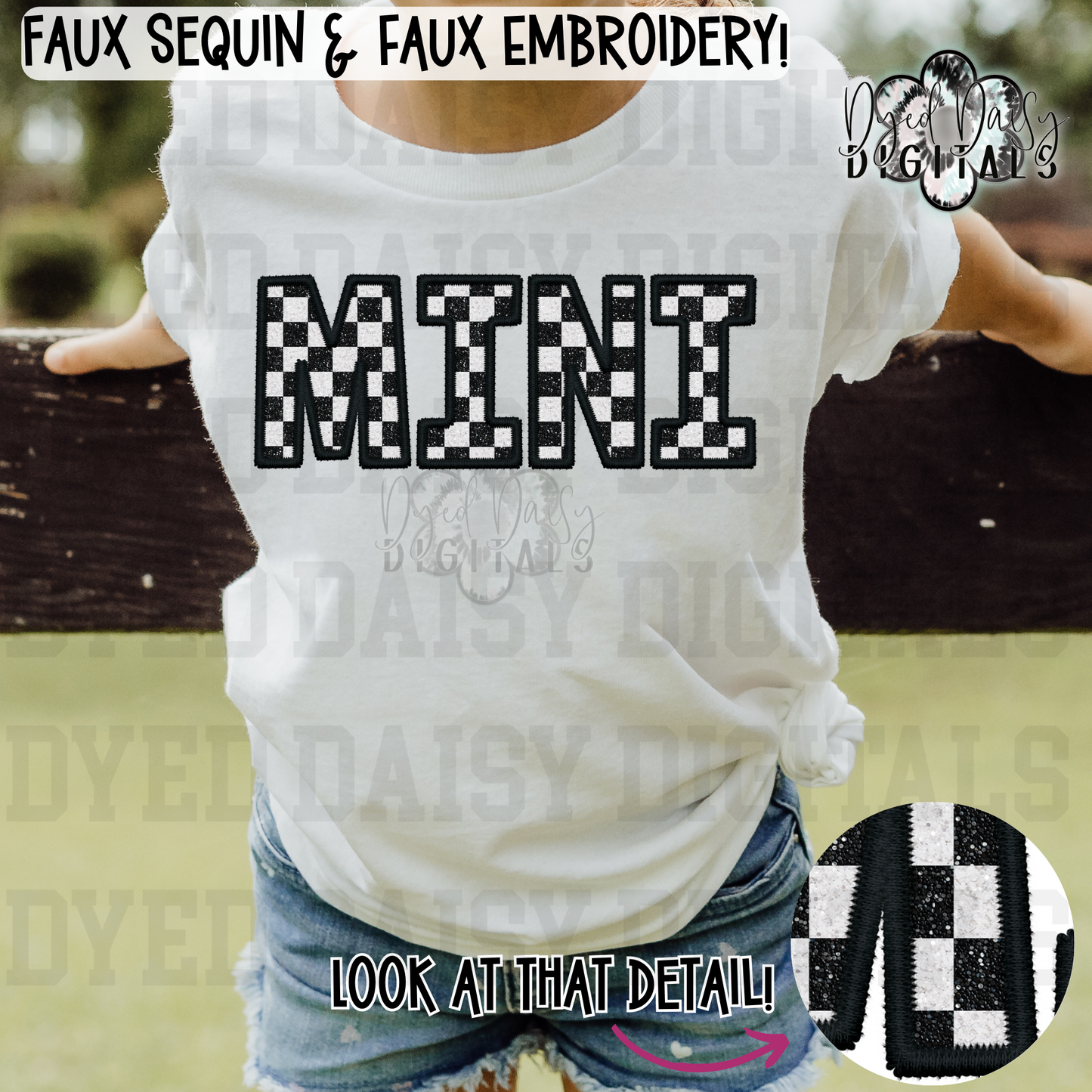 Sparkly Checks MINI Faux Sequins Faux Embroidery - Digital Download