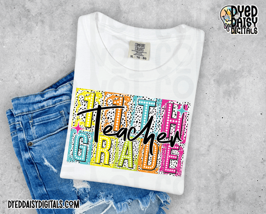 Boxy Neon 11th Grade Teacher  - Digital Download