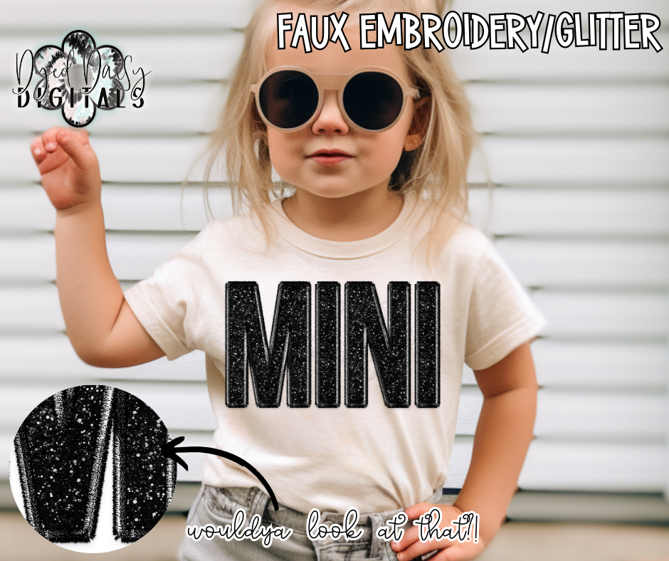 Black Glitter 2.0 Mini Faux Embroidery/Glitter Digital Download