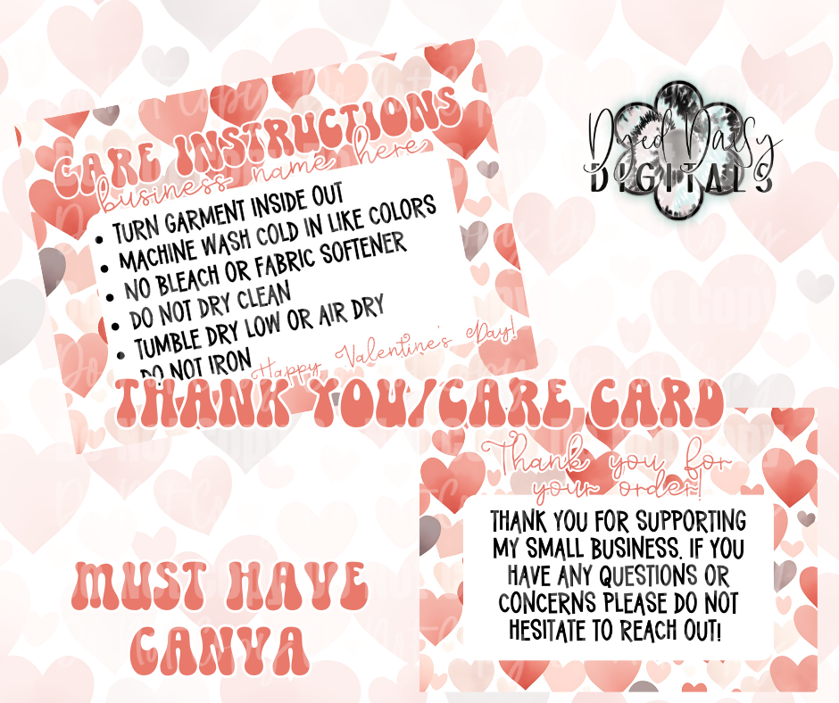 Valentine's Day V1 Care/Thank You Card Canva Template - MUST HAVE CANVA