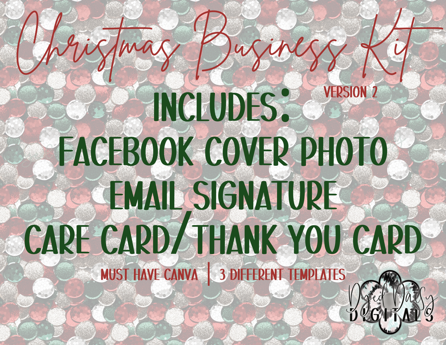 Christmas version 2 Business Kit Canva Templates - Includes Facebook Group Cover Photo, Email Signature, and Care Card Must have Canva!