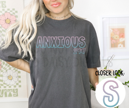 2 Tone - Anxious 24:7 Faux Embroidery Digital Download