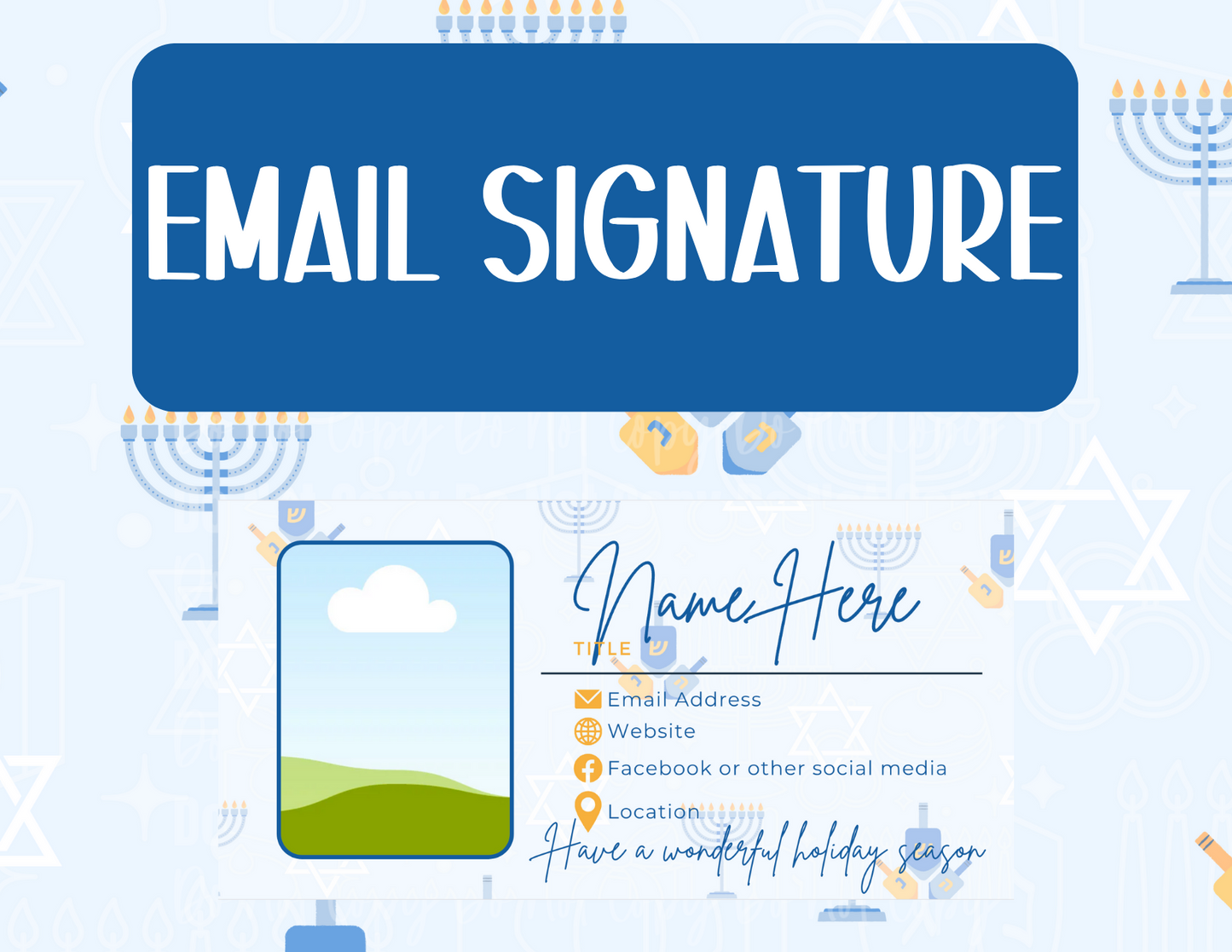 Hanukkah Email Signature  Canva Template - MUST HAVE CANVA