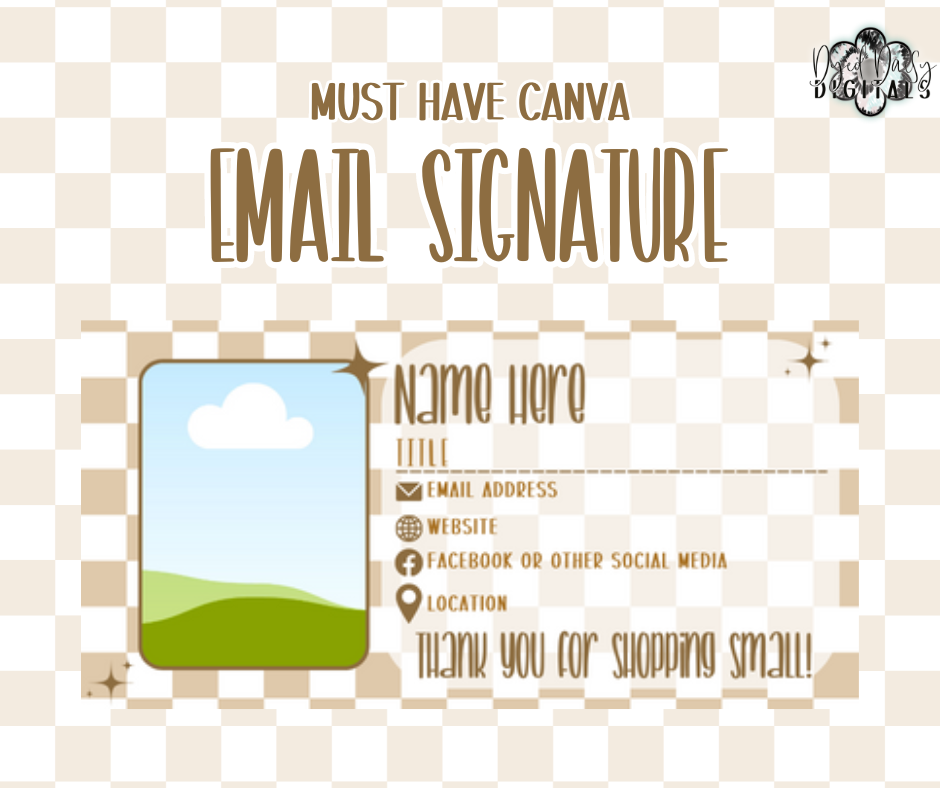 Tan Checks Email Signature Canva Template - MUST HAVE CANVA