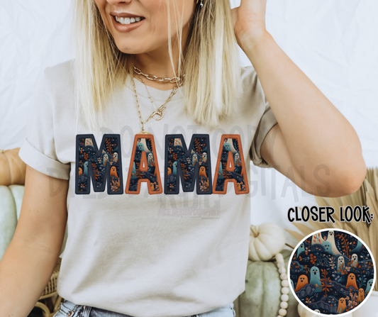 Mama Halloween Ghost Faux Embroidery -  Digital Download