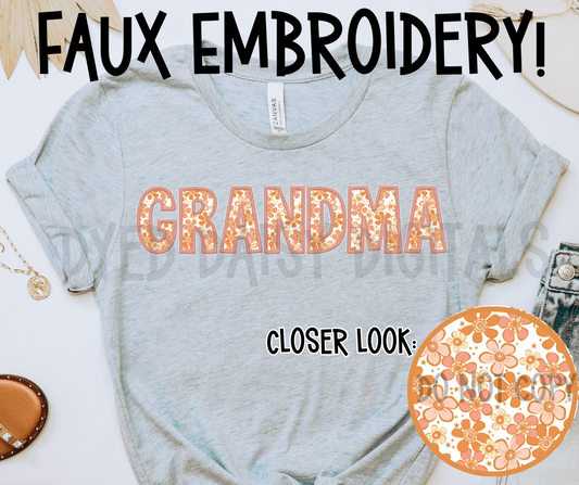 Retro Daisy Faux GRANDMA Digital Download