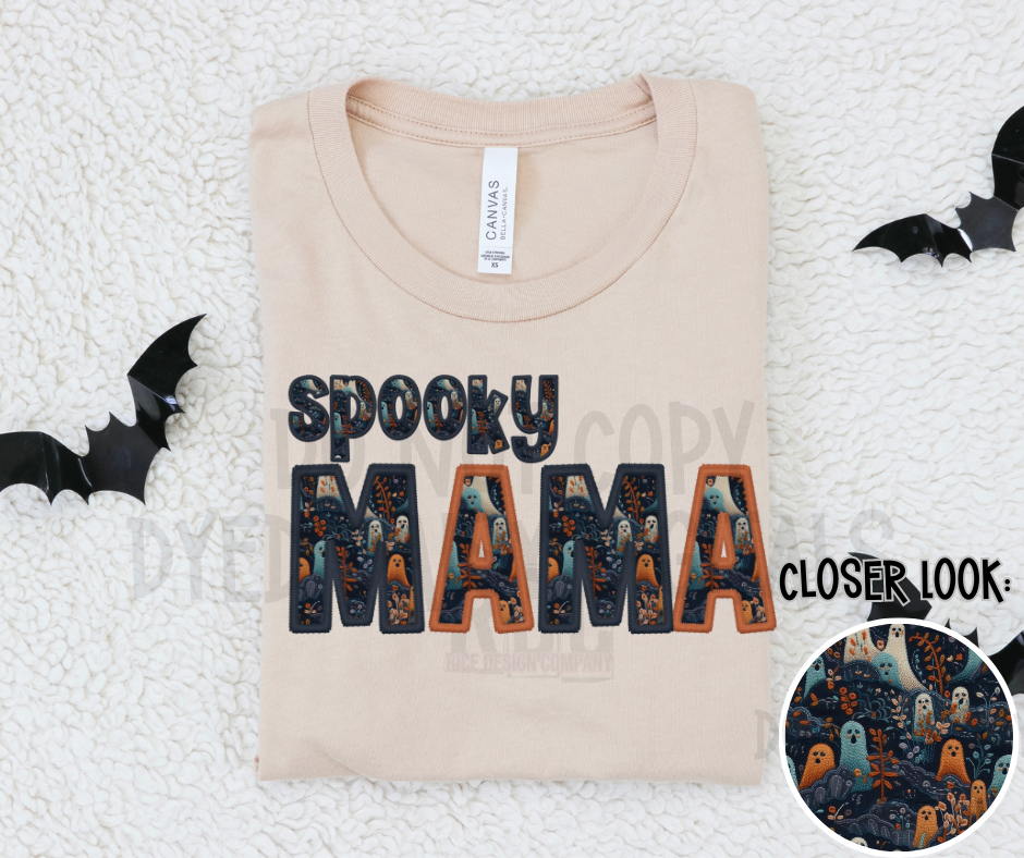 Spooky Mama Halloween Ghost Faux Embroidery -  Digital Download