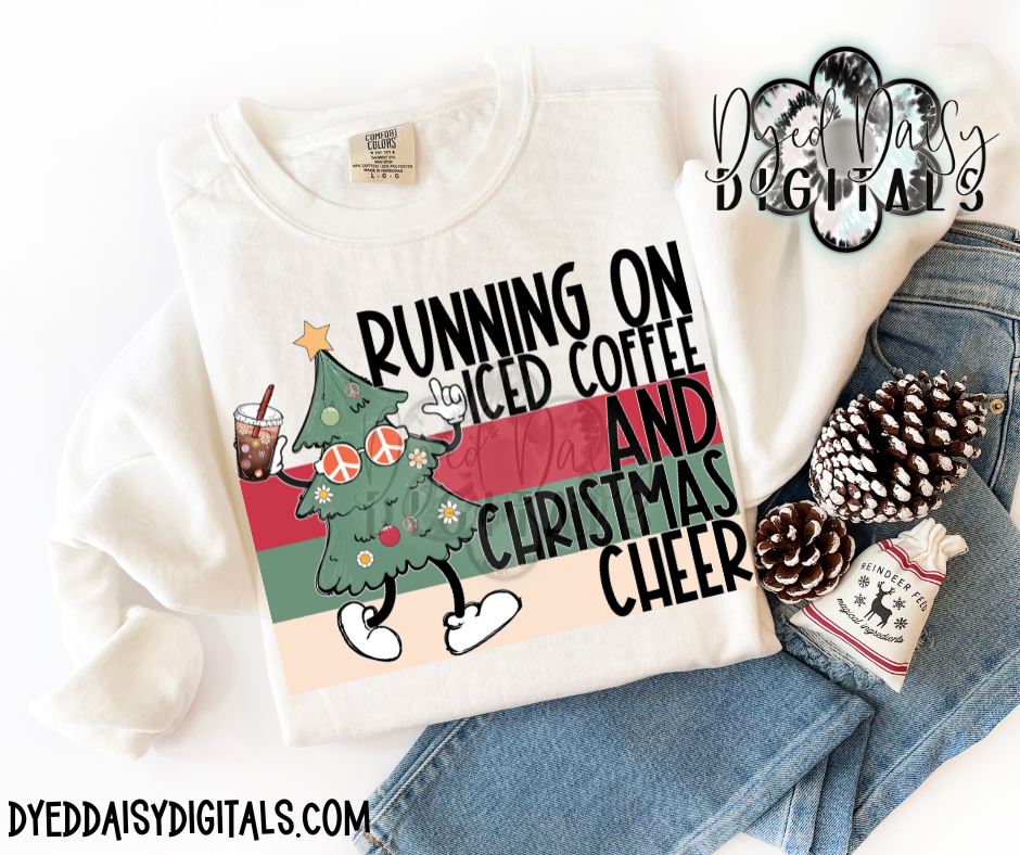 Running on Christmas Cheer & Iced Coffee - Retro Christmas -  Digital Download