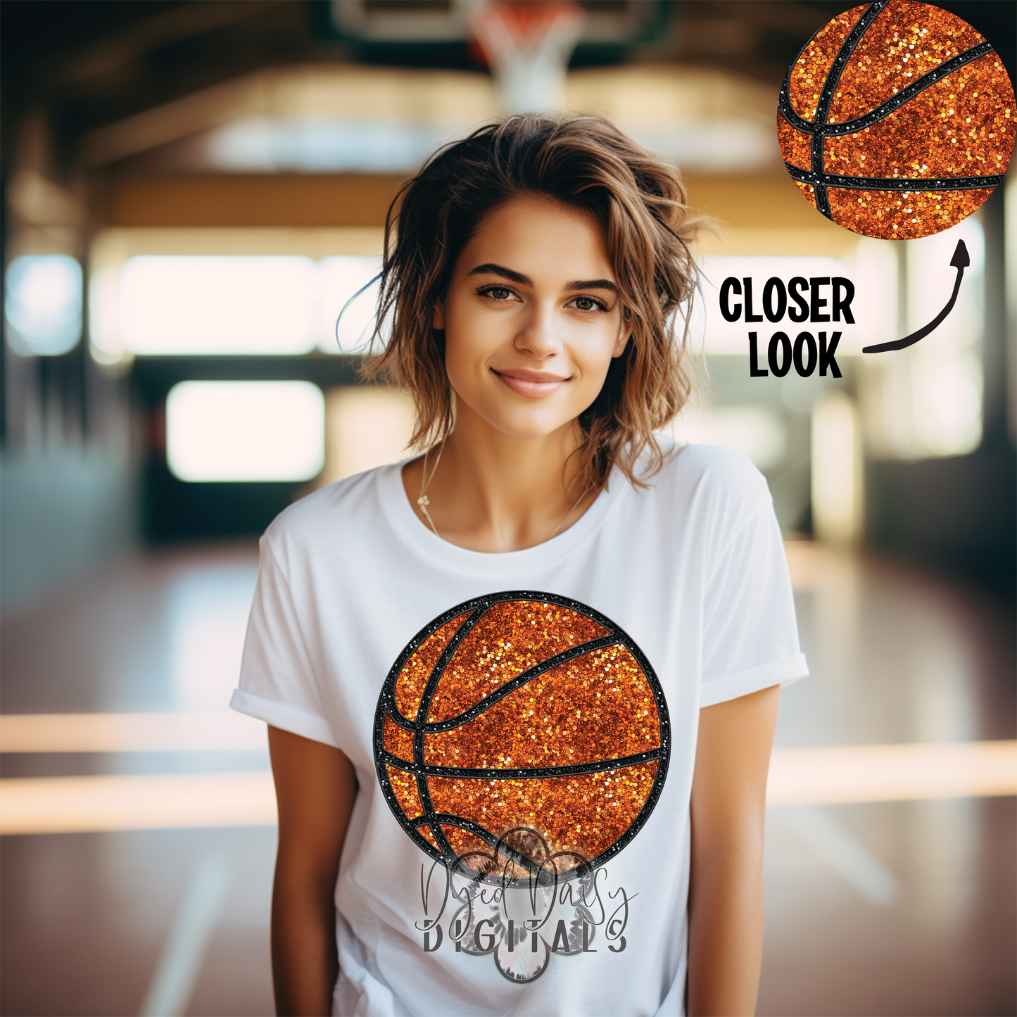 Faux Sequin Basketball Faux Embroidery Digital Download