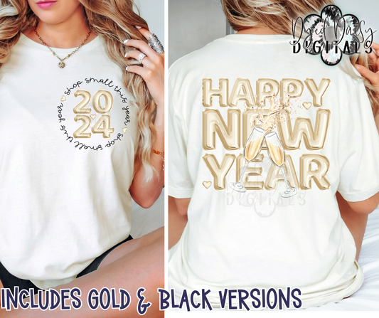 Happy New Year Balloon Gold and Black Versions Included Digital Download