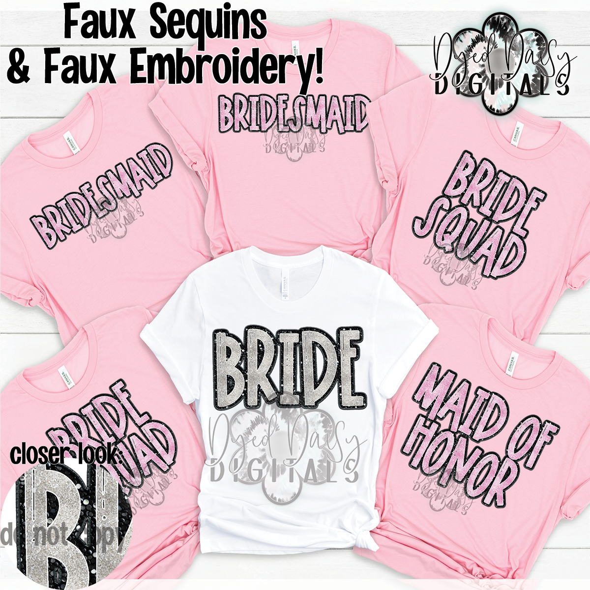 Brides Total Package Faux Sequin and Faux Embroidery Digital Download