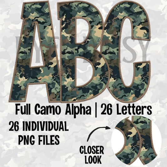 Camo Faux Embroidery Full Alpha Digital Download