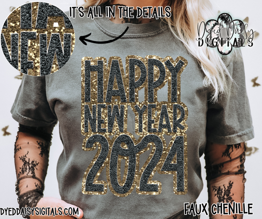 Happy New Year - Faux Chenille Digital Download