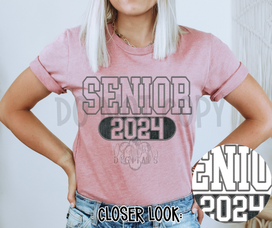 Senior 2024 Outline Faux Embroidery Digital Download - 2 Files