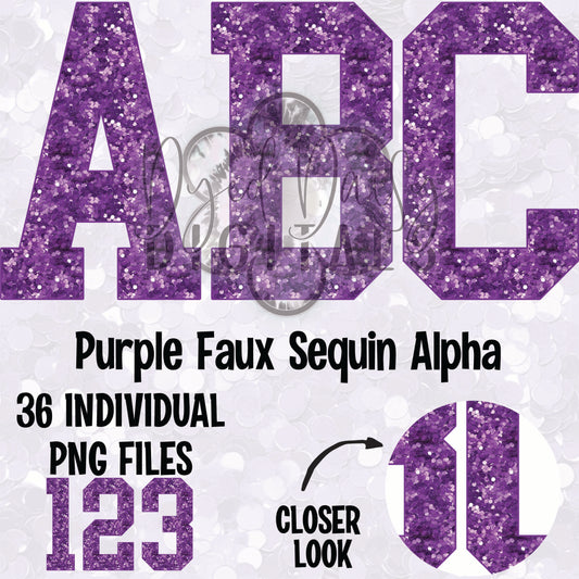 Purple Varsity Faux Sequins Alpha Set Digital Download