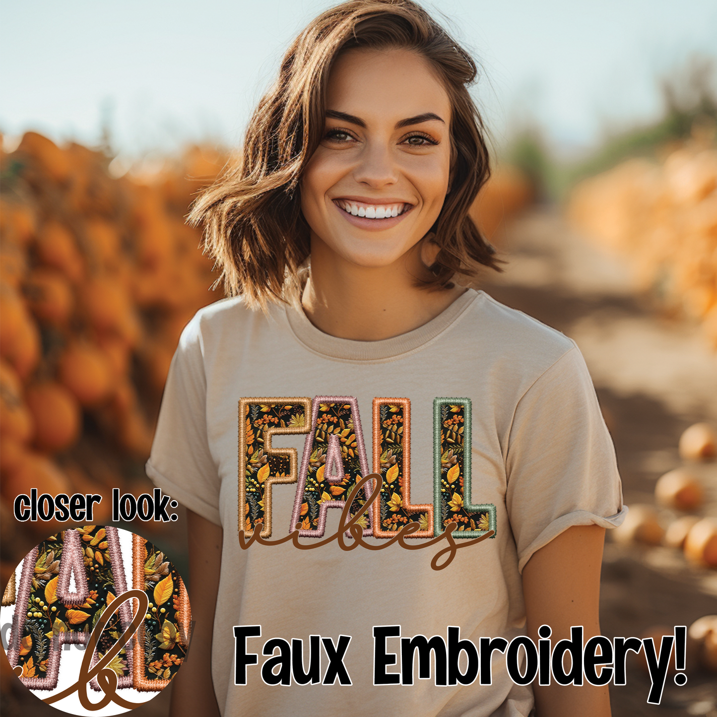 Fall Vibes Faux Embroidery - Digital Download