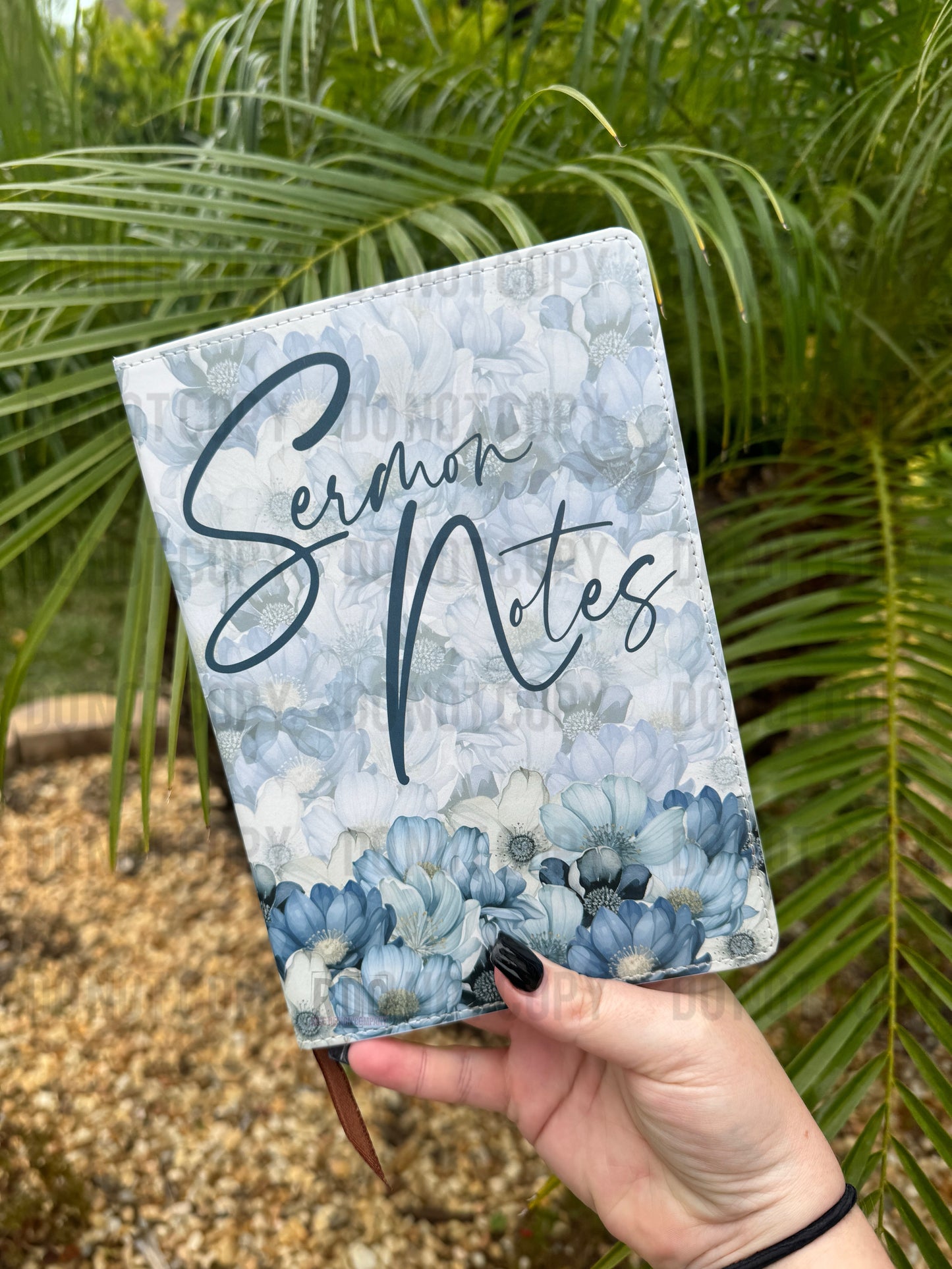 Blue Watercolor Floral Sermon Notebook