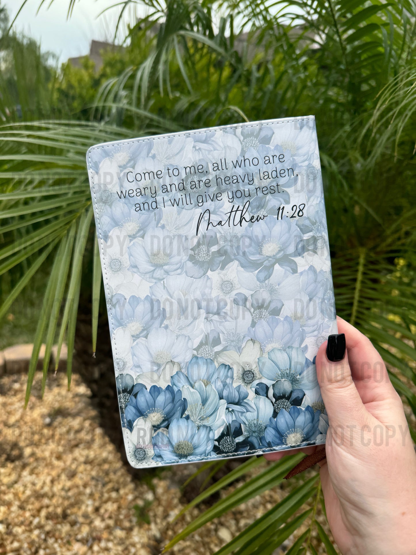 Blue Watercolor Floral Sermon Notebook