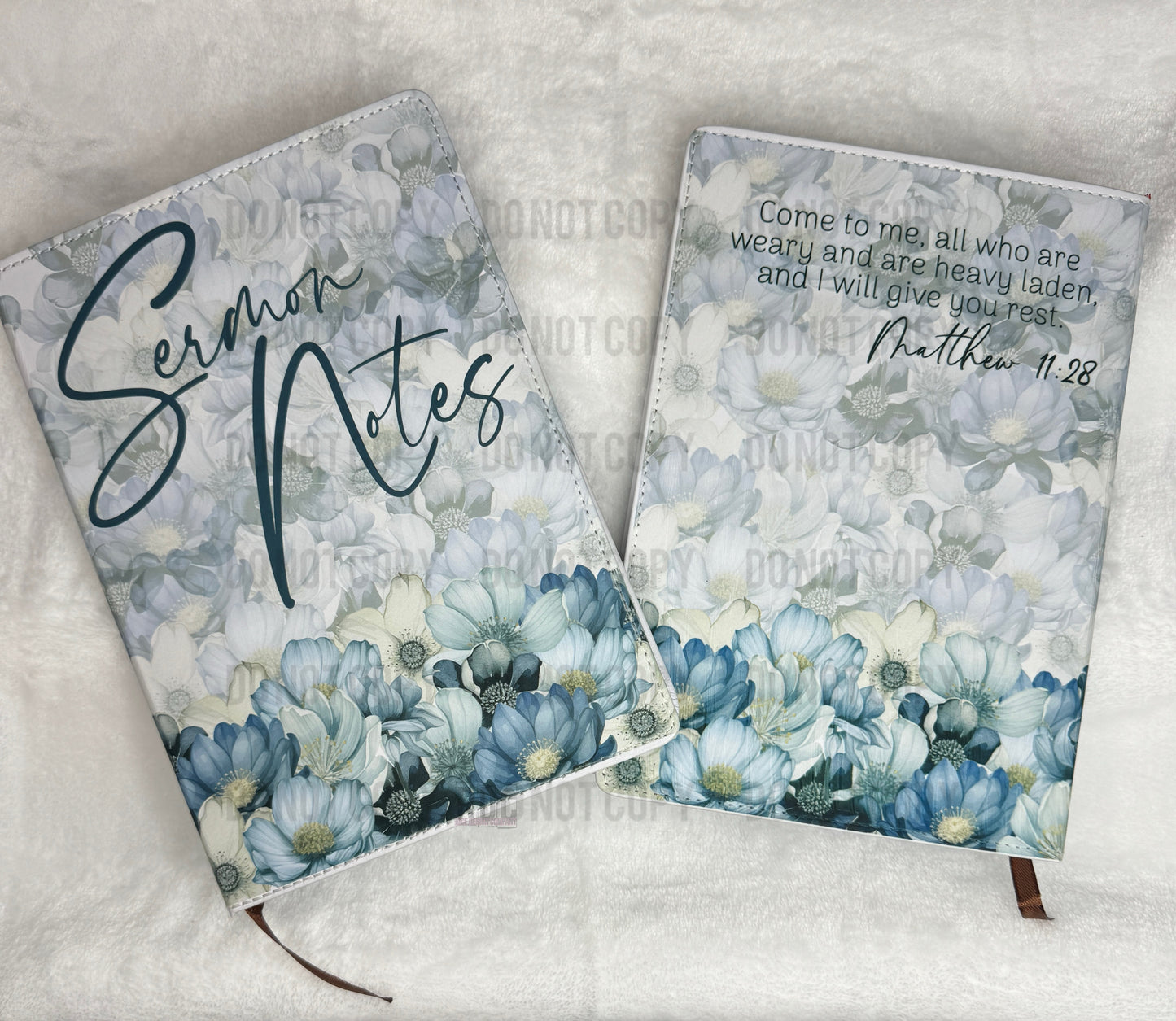 Blue Watercolor Floral Sermon Notebook