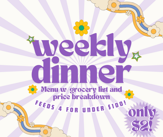 7 Day Dinner Menu w/ Grocery List and Price Breakdown PDF - now including kinda sorta recipes!