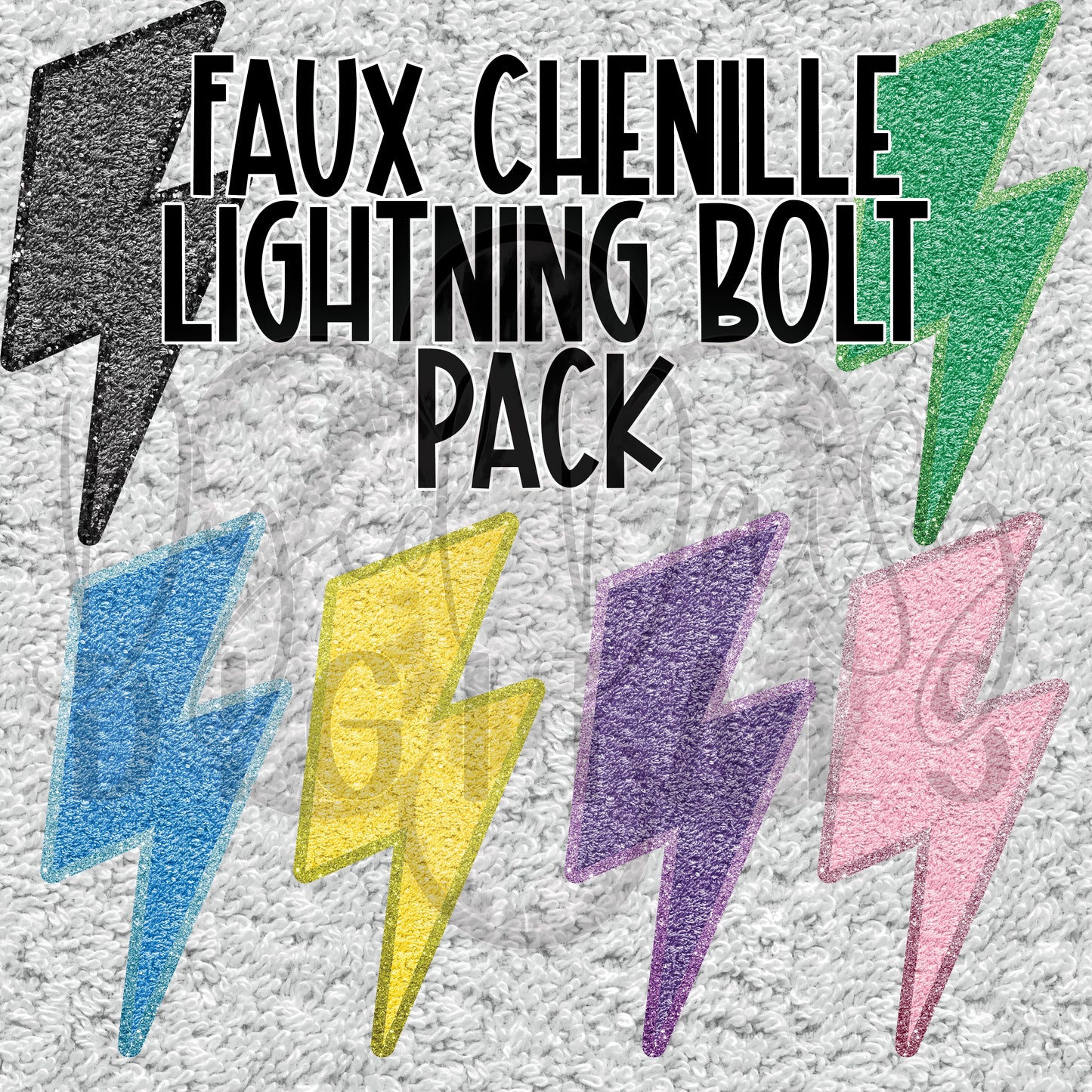 Faux Chenille Lightning Bolt Bundle Digital Download