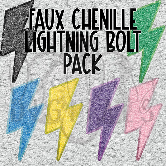 Faux Chenille Lightning Bolt Bundle Digital Download