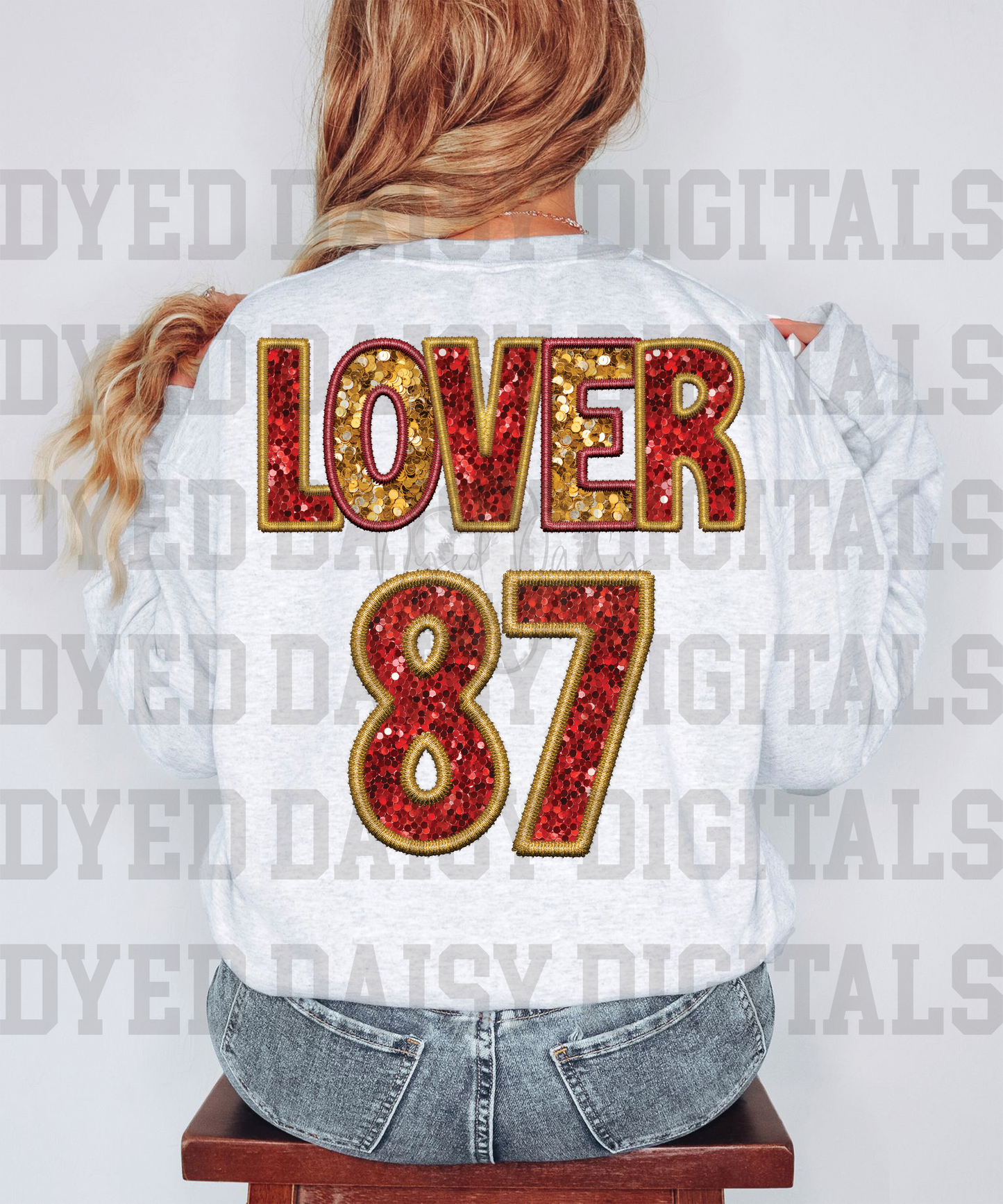 Lover (number sold separately) Faux Sequin Faux Embroidery  Digital Download