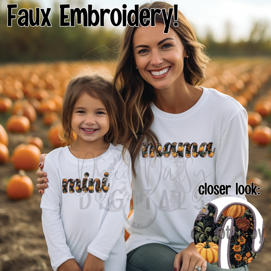 Mama Dark Pumpkin Faux Embroidery - Digital Download - Mini Sold Separately