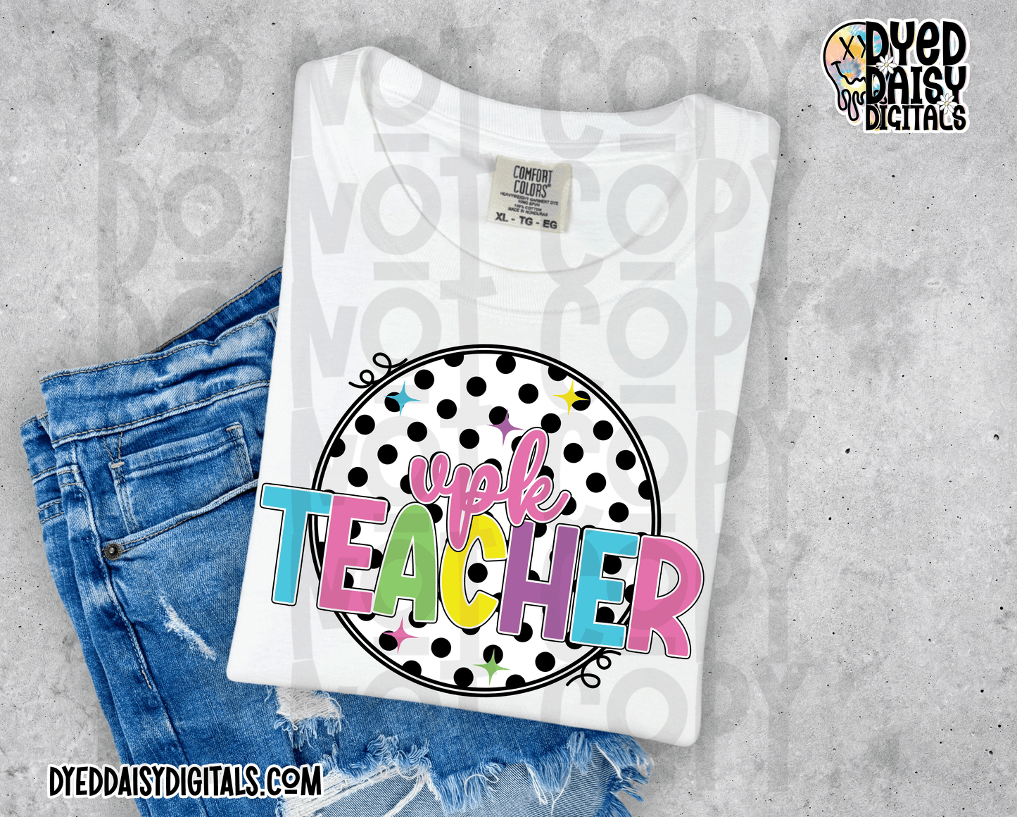 Neon 80s Polka Dot VPK Teacher - Digital Download