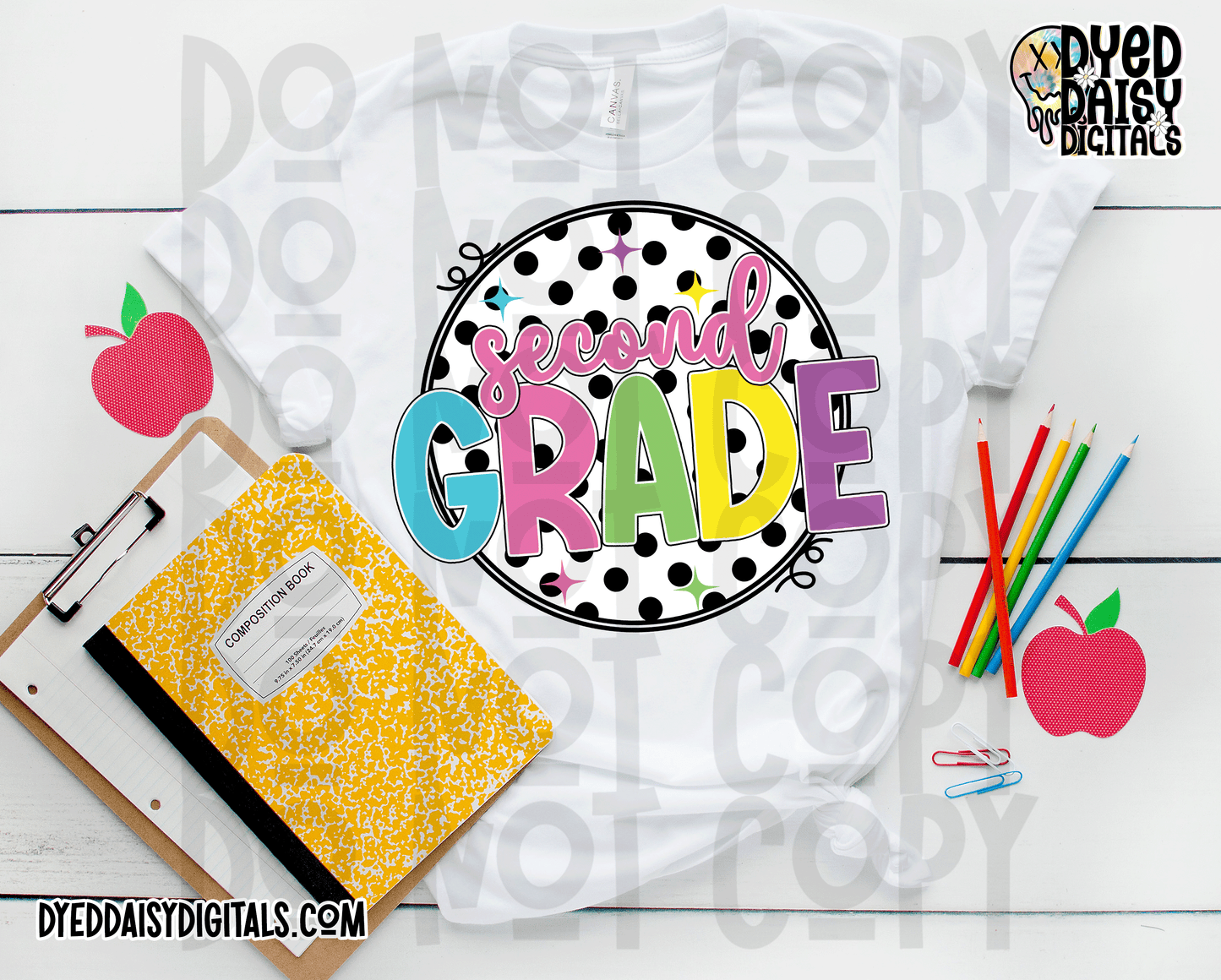 Neon 80s Polka Dot 2nd Grade - Digital Download