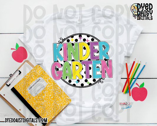 Neon 80s Polka Dot Kindergarten - Digital Download