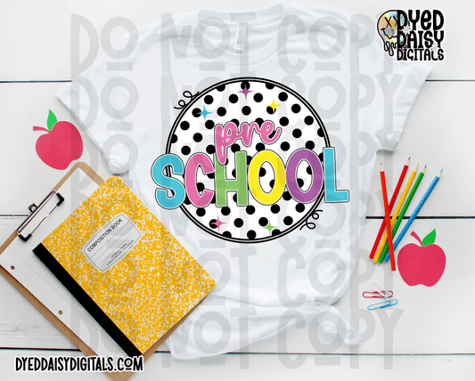 Neon 80s Polka Dot Pre-School - Digital Download