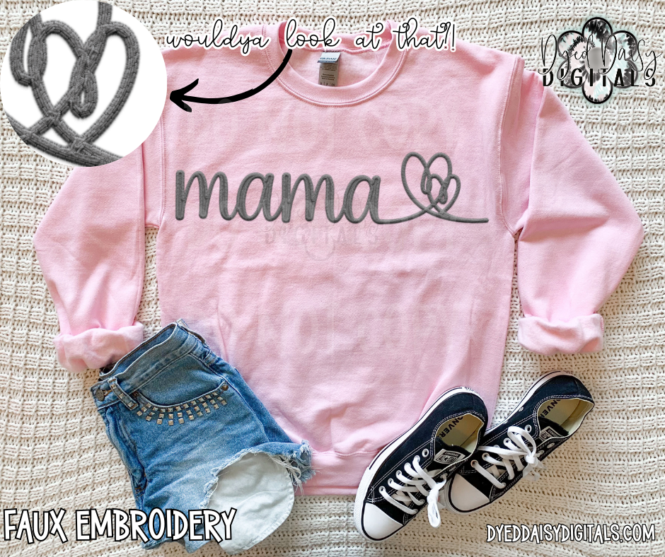 Whispy MAMA Faux Embroidery-  Digital Download