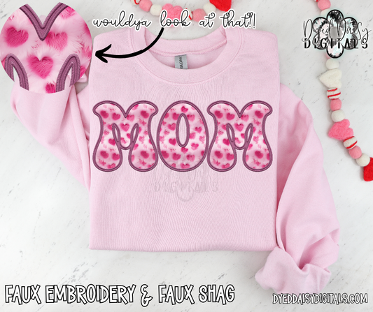 Fuzzy Pink MOM Faux Embroidery & Faux Shag Digital Download