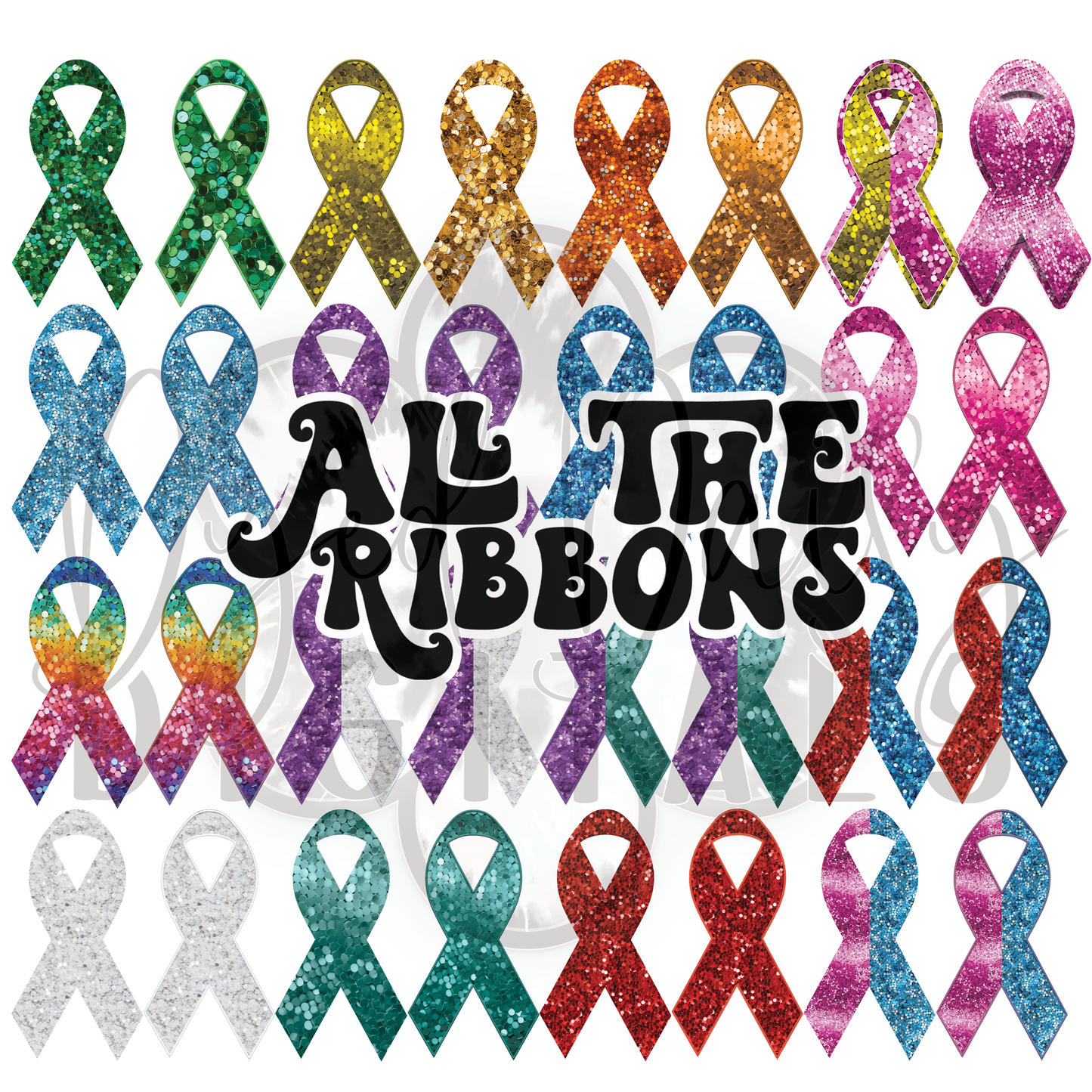 ALL the Ribbons - Includes both Faux Sequin and Faux Embroidery - Digital Download