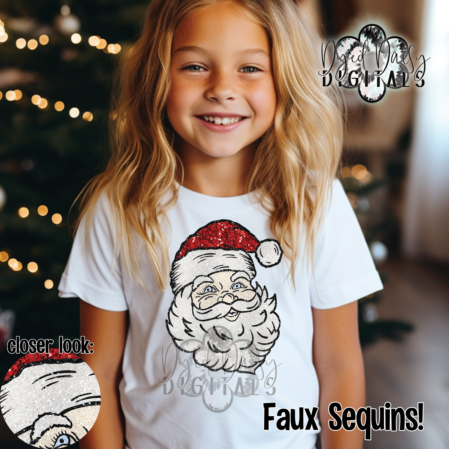 Faux Sequin Santa Digital Download