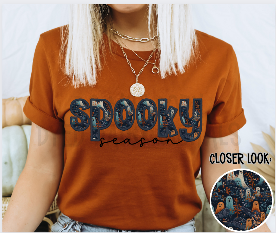 Spooky Season- Dark Ghost  Faux Embroidery -  Digital Download