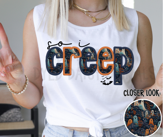 So I Creep - Dark Ghost  Faux Embroidery -  Digital Download