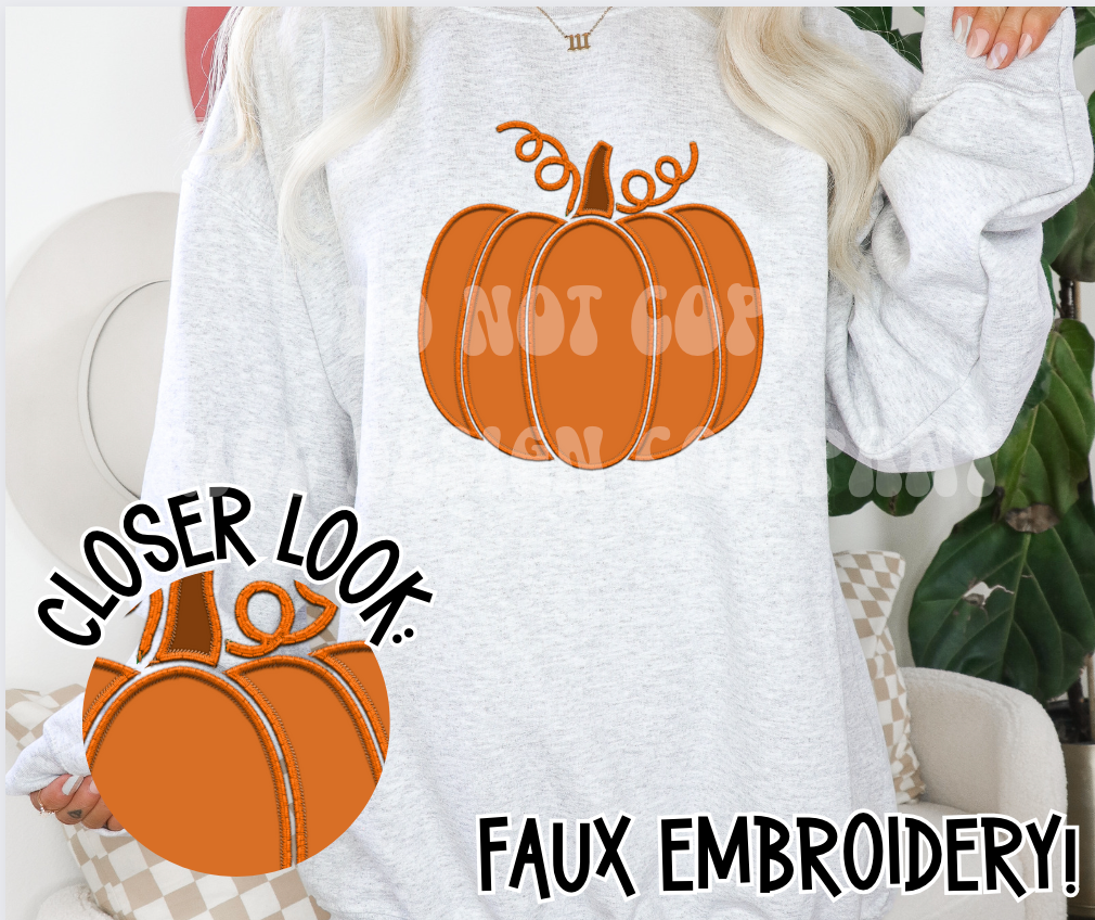 Faux Embroidery Pumpkin Digital Download