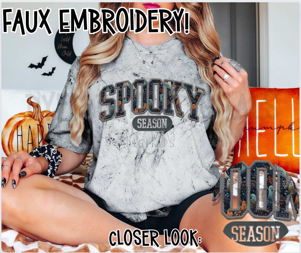 Spooky Season College Style  Faux Embroidery Digital Download