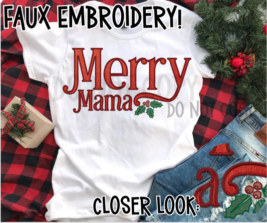 Merry Mama2  Faux Embroidery Digital Download