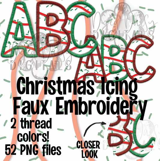 Christmas Icing Faux Embroidery Full Alpha Digital Download